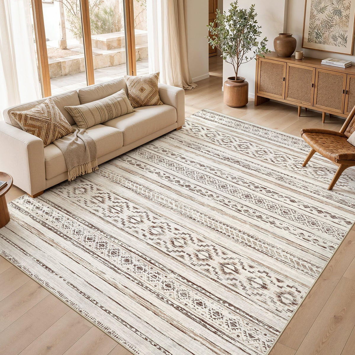 cotiled 6x9 Area Rugs for Living Room: Boho Washable Rug for Dining Room