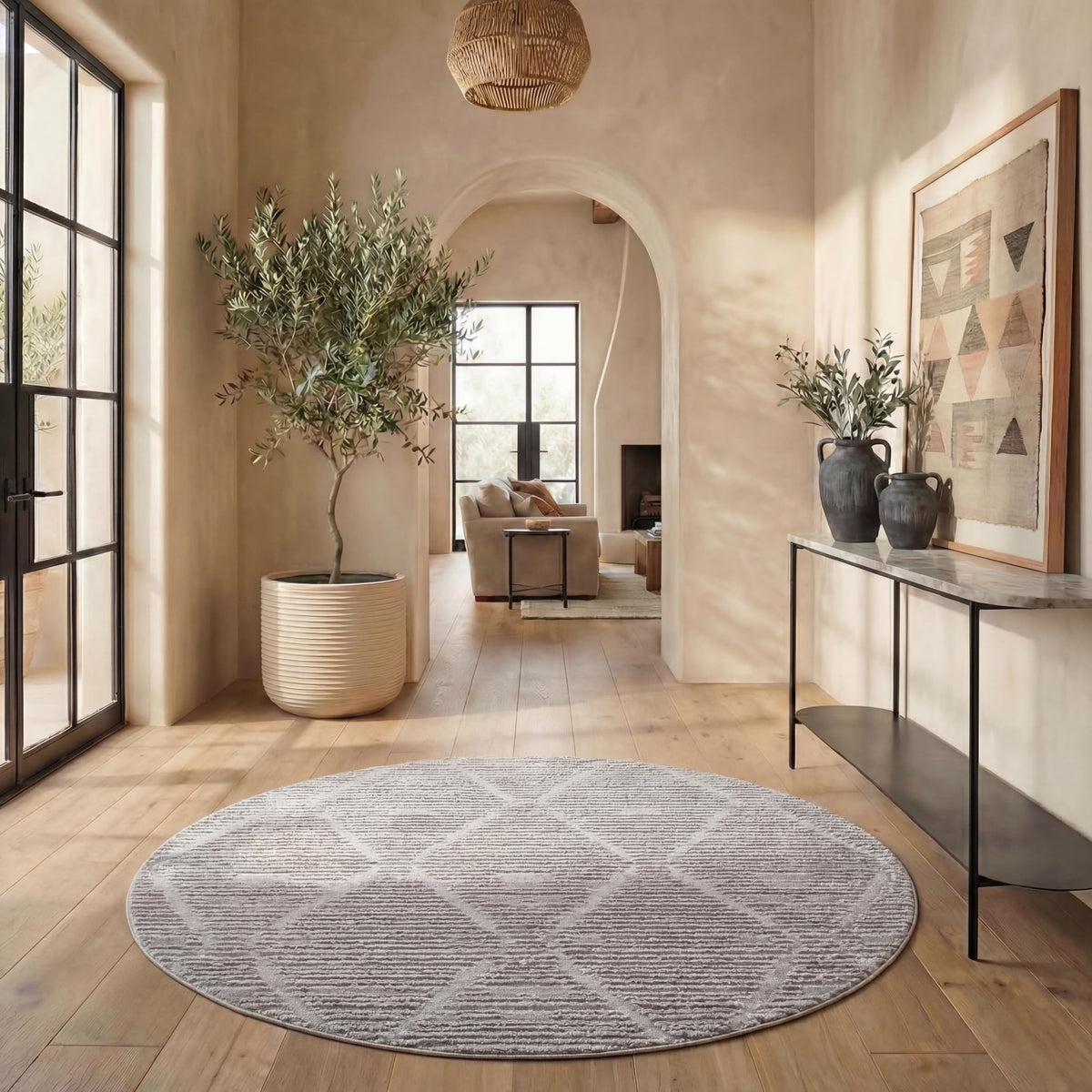 SAFAVIEH Area Rug 8x10 - Marrakesh Collection - Large - Beige, Moroccan Trellis Design with Tassel Detail, Non-Shedding & Easy to Clean, Ideal for Living Room, Bedroom, Dining Space (MRK517C)