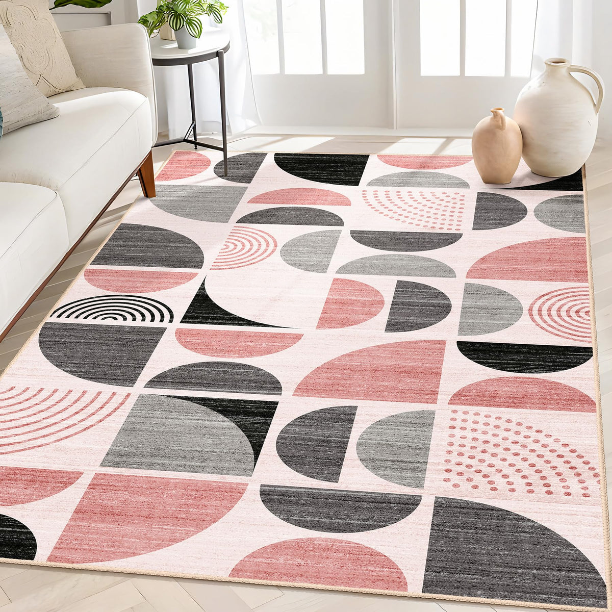 MUJOO 5x7 Area Rugs Washable,Boho Rugs Non Slip Modern Abstract Large