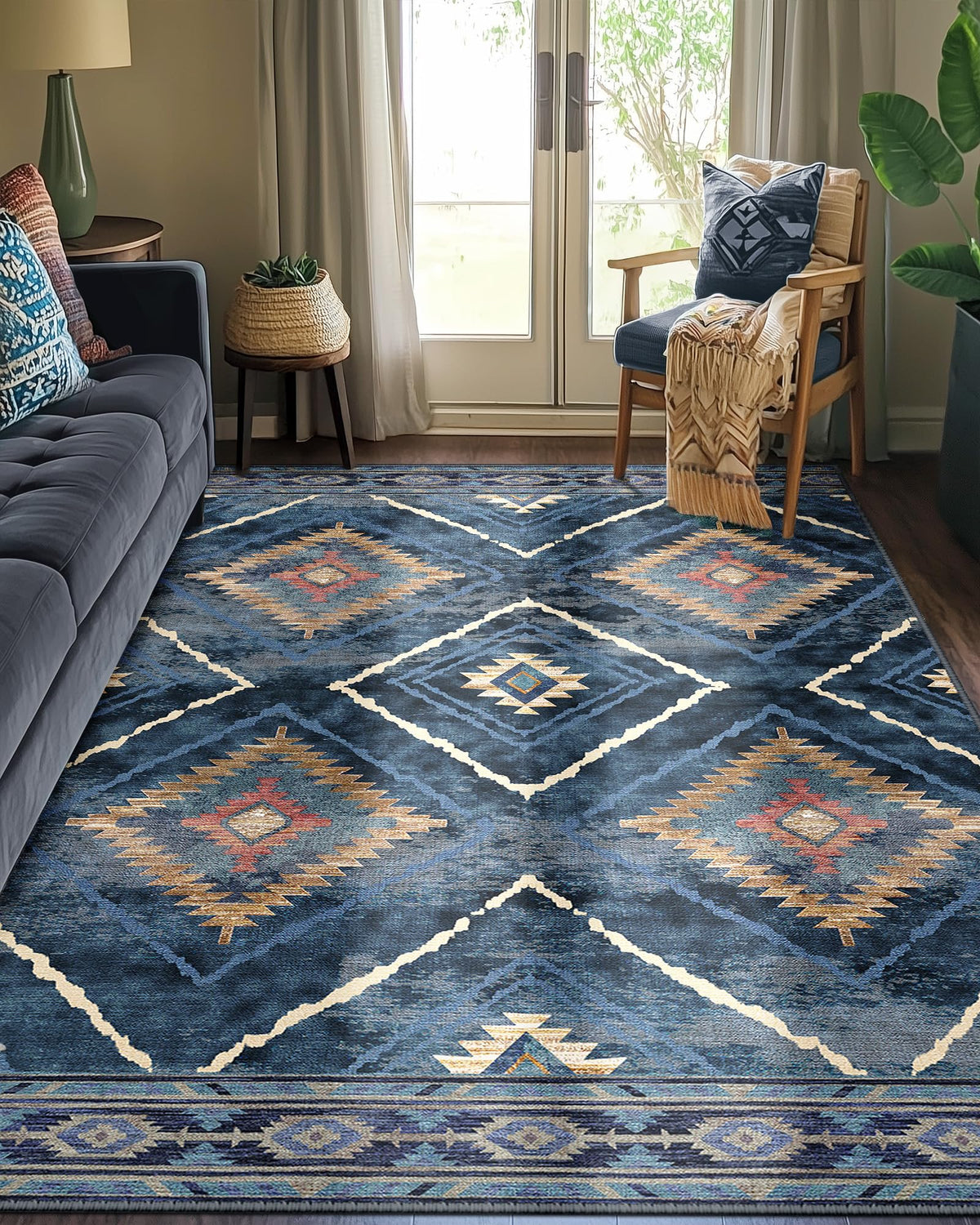 BESTSWEETIE 5'x7' Washable Area Rug for Living Room Bedroom Yellowbrown
