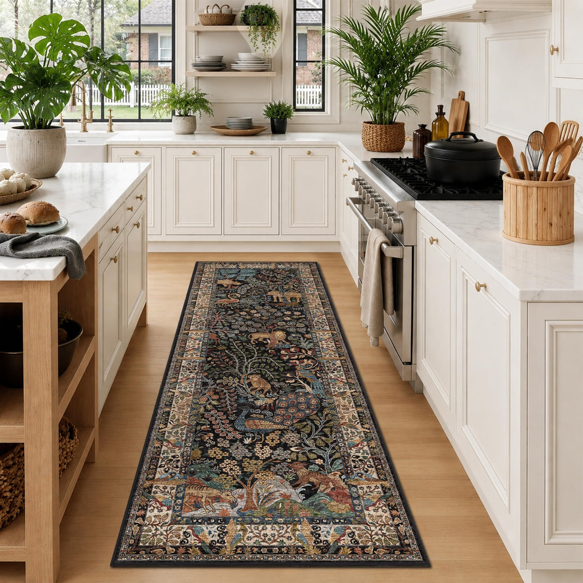 5x7 Washable Area Rug Vintage Animals Print Boho Indoor Carpet
