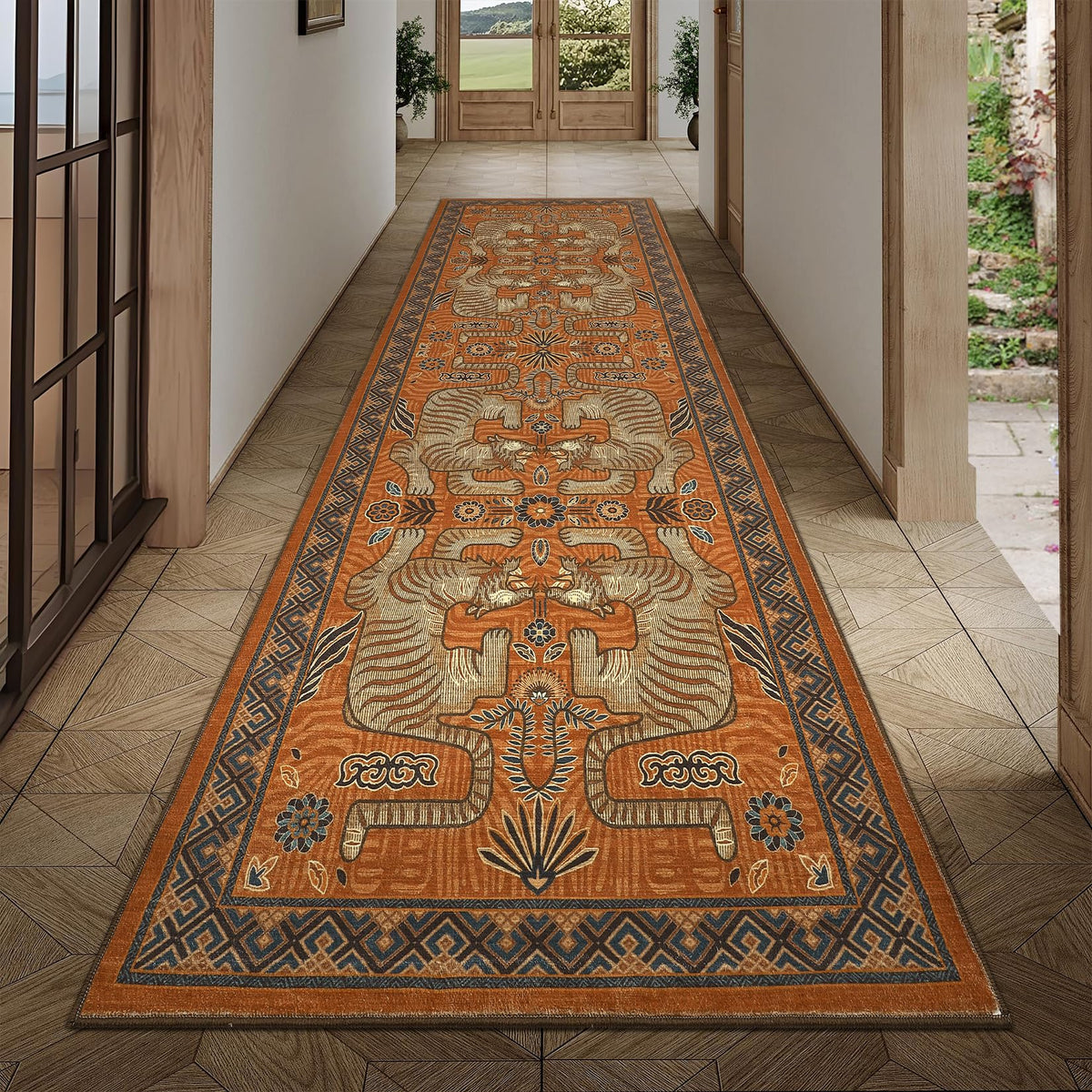 GarveeHome Tiger 8x10 Area Rugs Boho Washable Vintage Non Slip Living Room