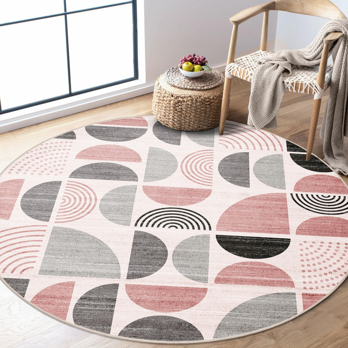 MUJOO 5x7 Area Rugs Washable,Boho Rugs Non Slip Modern Abstract Large
