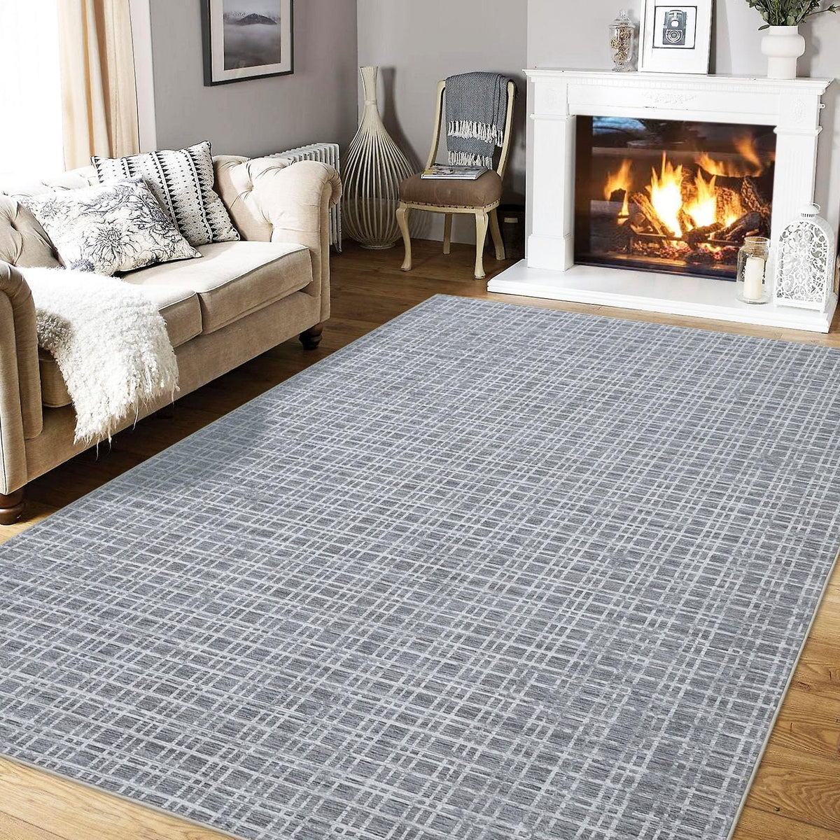 Large Living Room Rugs 8x10 Area Rugs Machine Washable Modern Geometric Neutral Rug Non Slip Low Pile Farmhouse Stain Resistant Carpet for Bedroom Nursery Classroom Dorm 8'x10' Multi