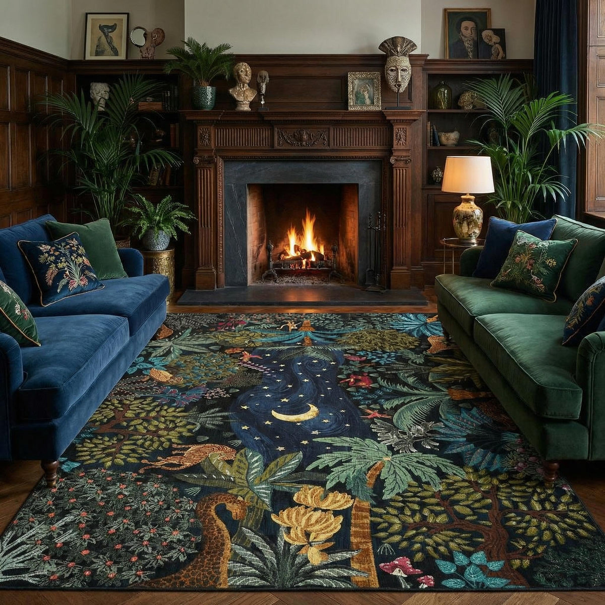 GarveeHome 5x7 Jungle Area Rug Washable Rugs for Living Room Bedroom, Soft Low Pile Non Slip Accent Floor Mat Animal Print Throw Rug Indoor Carpet Dining Room Playroom