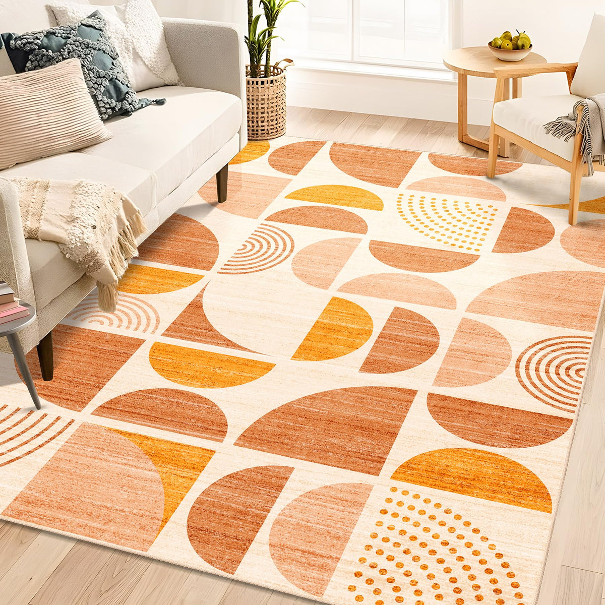 MUJOO 5x7 Area Rugs Washable,Boho Rugs Non Slip Modern Abstract Large