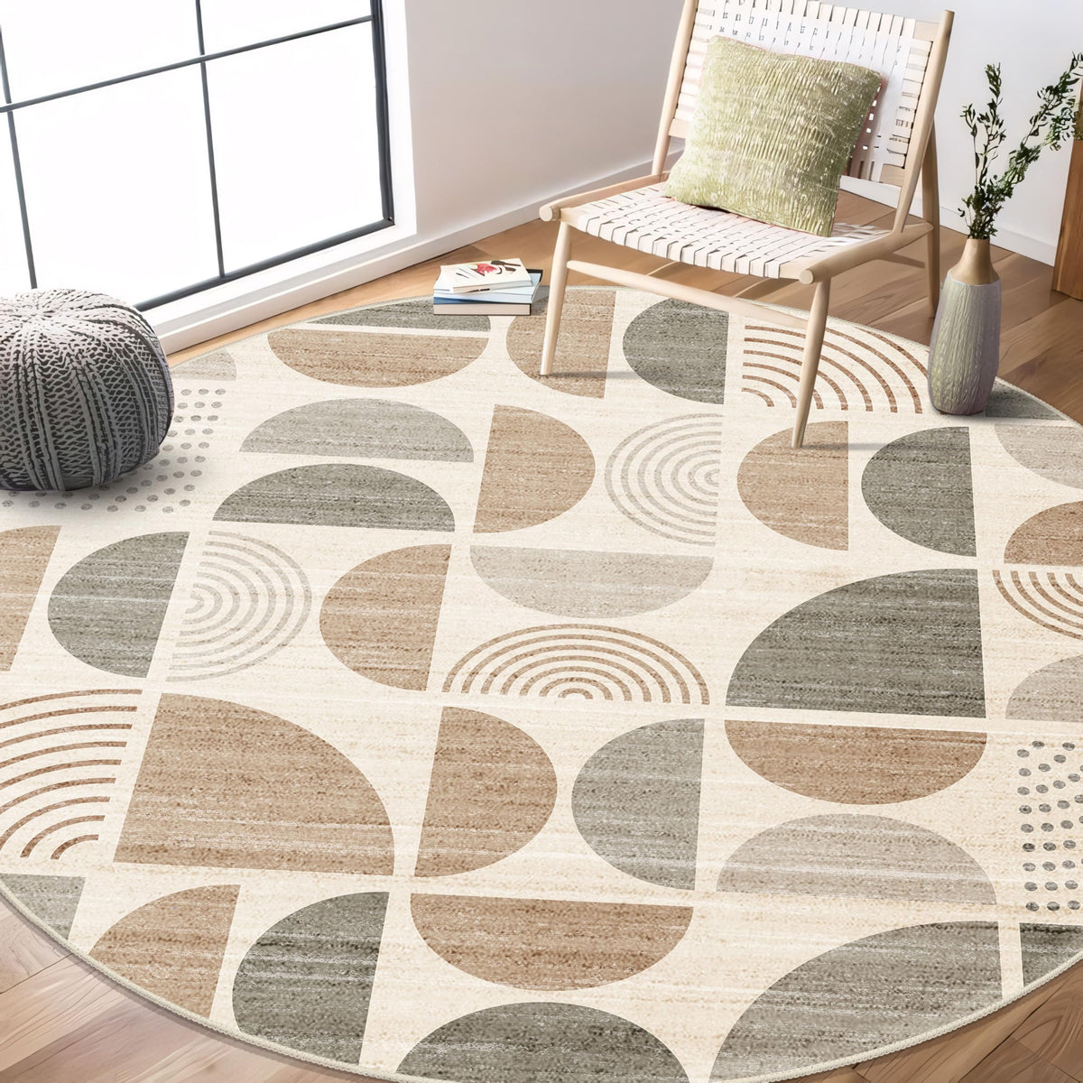 MUJOO 5x7 Area Rugs Washable,Boho Rugs Non Slip Modern Abstract Large