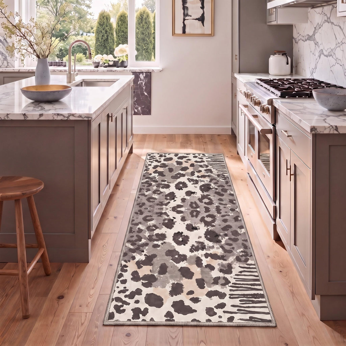 Bavni Leopard Rug 5x7 Cheetah Animal Print Rug Washable Jungle Rugs Blue