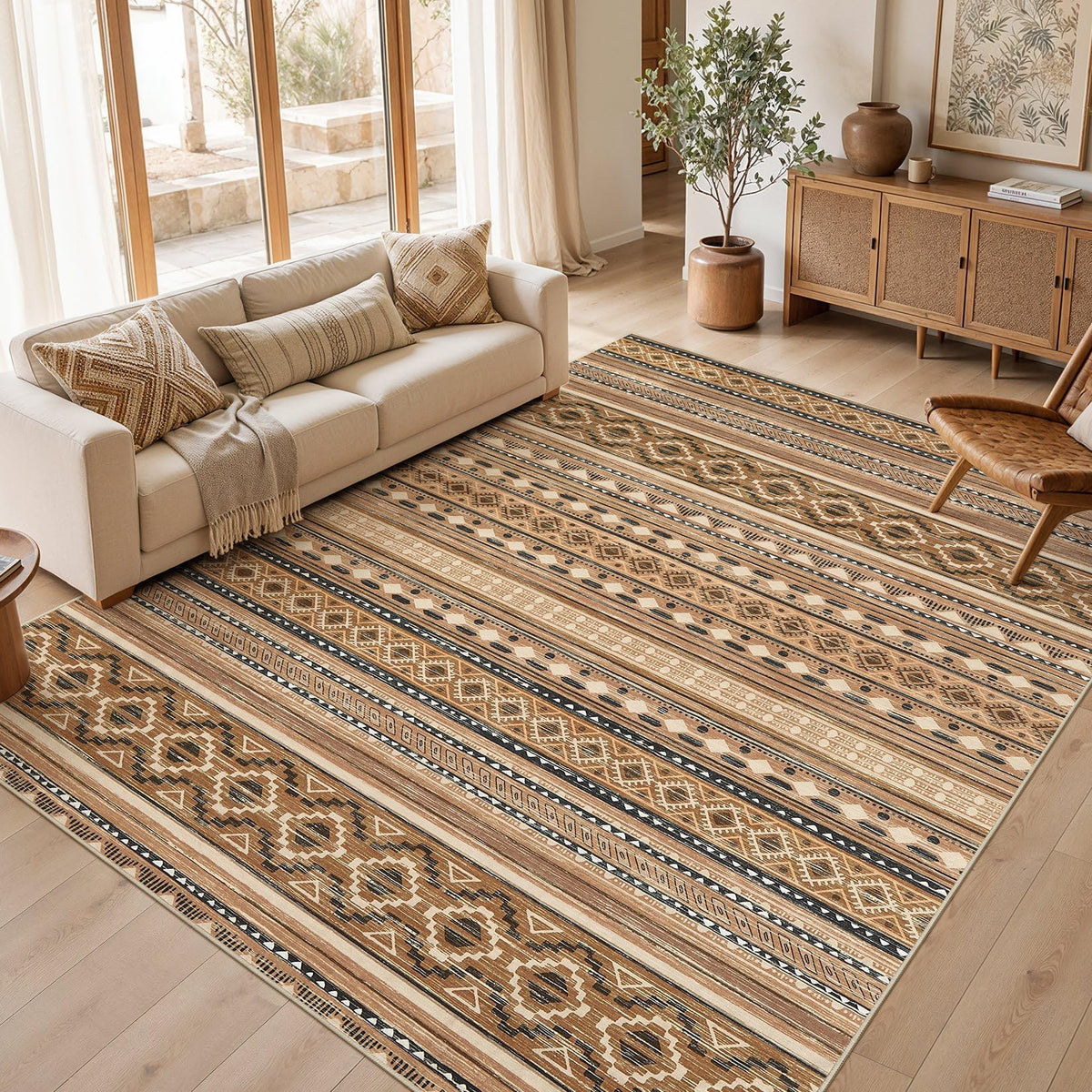 cotiled 6x9 Area Rugs for Living Room: Boho Washable Rug for Dining Room