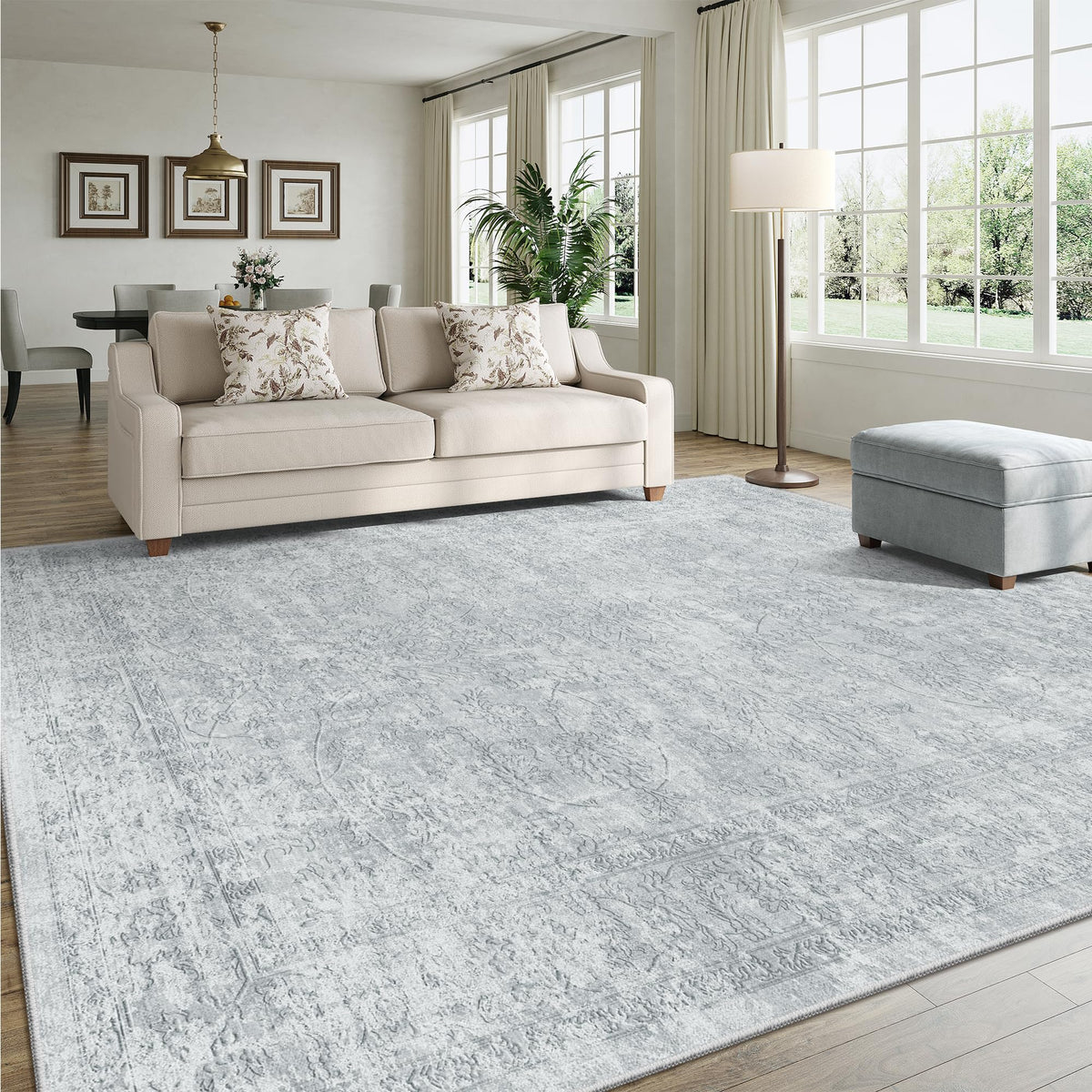 Madane 8x10 Area Rugs for Living Room, Washable Neutral Rug Brown/Sand