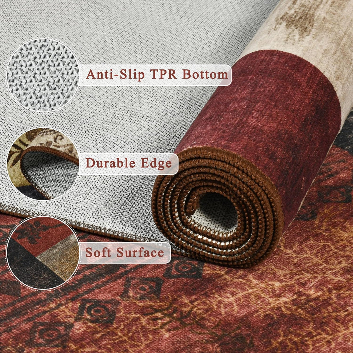 Tepook 8x10 Area Rugs for Living Room, Washable Large Geometric Bedroom Rug