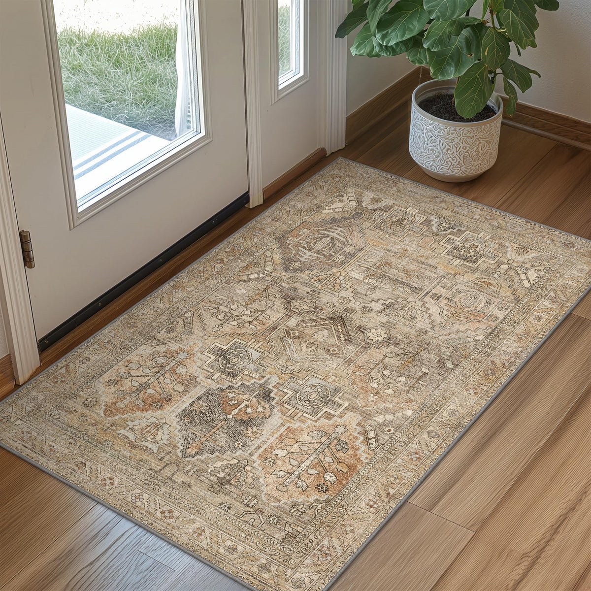 8x10 Area Rug Washable Rug for Living Room Bedroom Non Slip Carpet Taupe