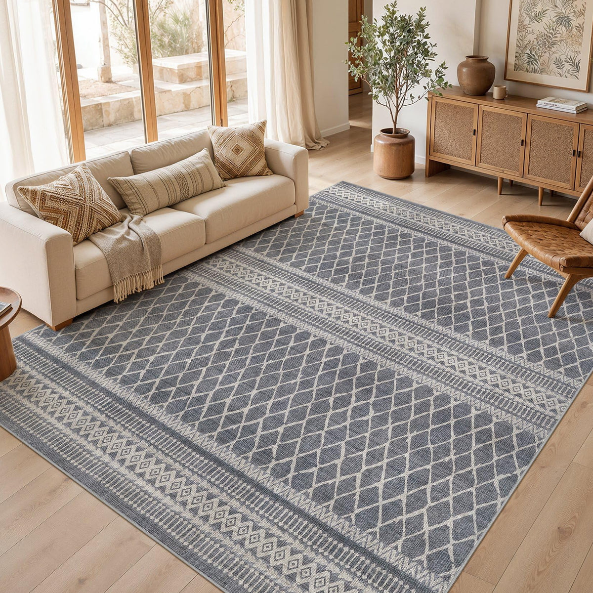 cotiled 6x9 Area Rugs for Living Room: Boho Washable Rug for Dining Room