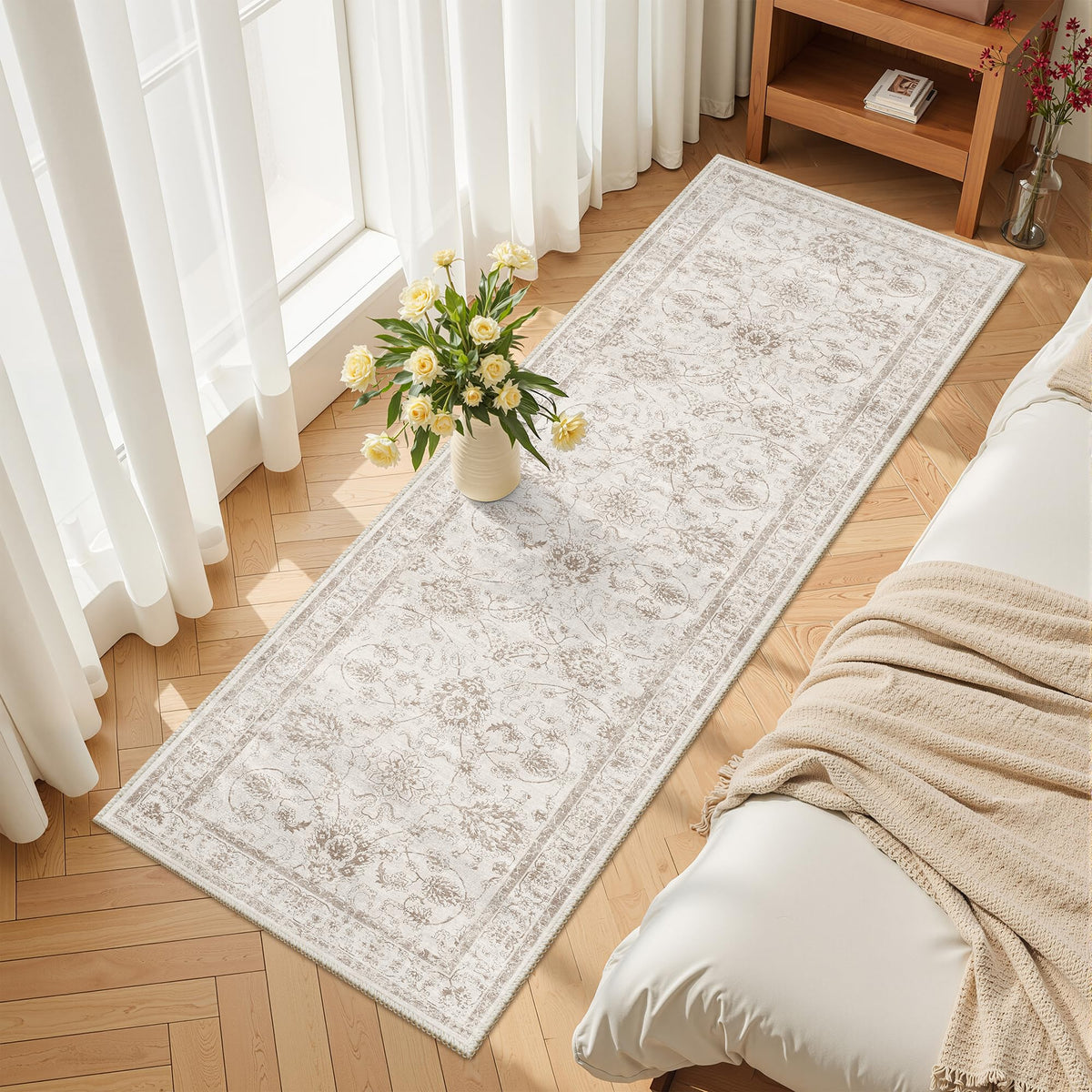Madane 8x10 Area Rugs for Living Room, Washable Neutral Rug Brown/Sand