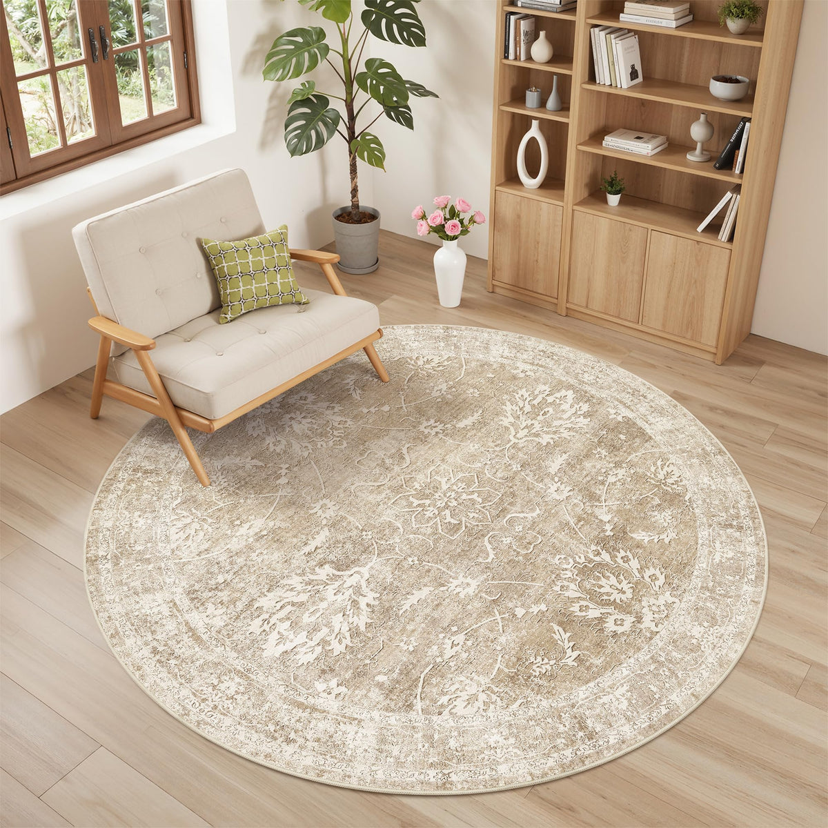 Madane 8x10 Area Rugs for Living Room, Washable Neutral Rug Brown/Sand