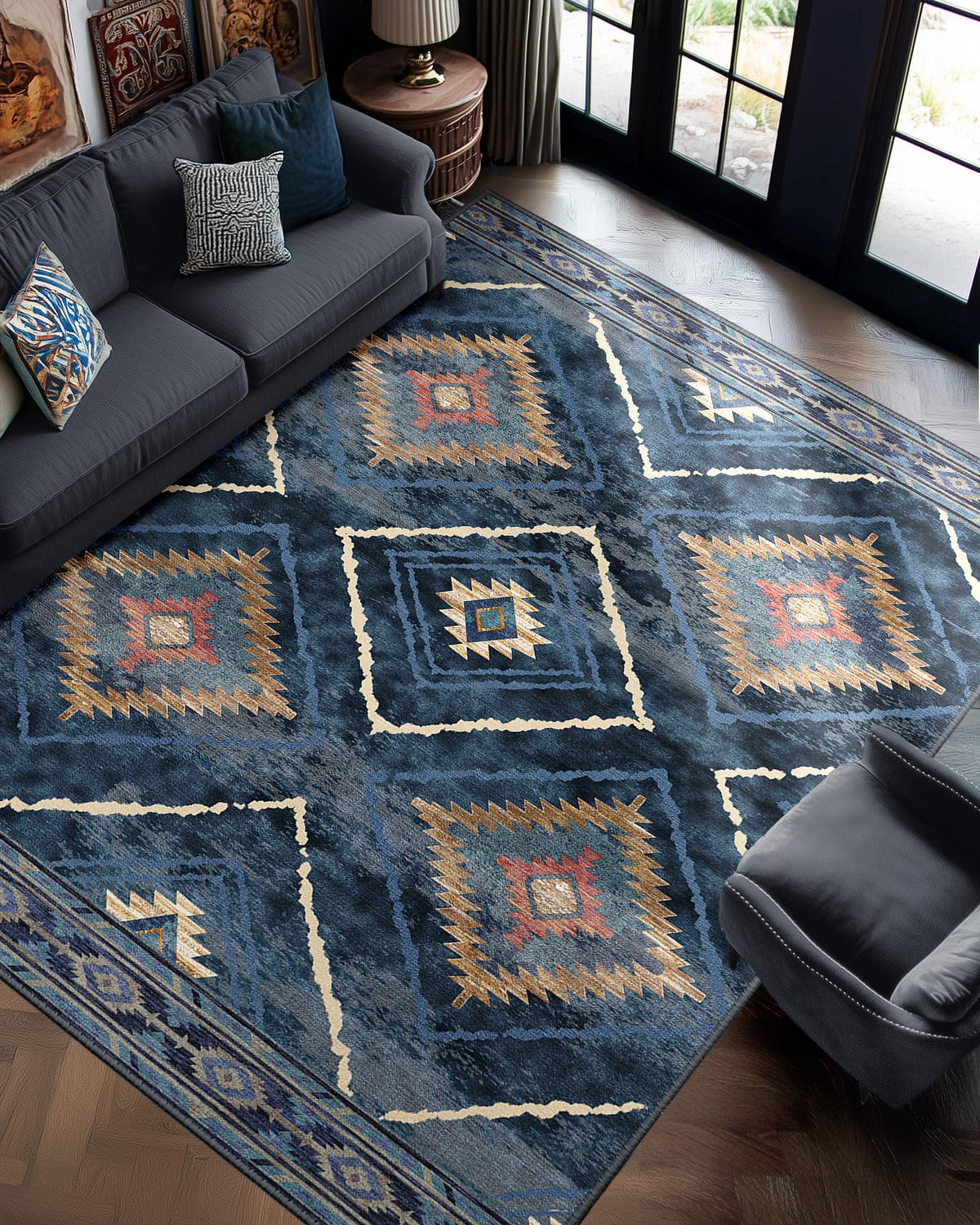 BESTSWEETIE 5'x7' Washable Area Rug for Living Room Bedroom Yellowbrown
