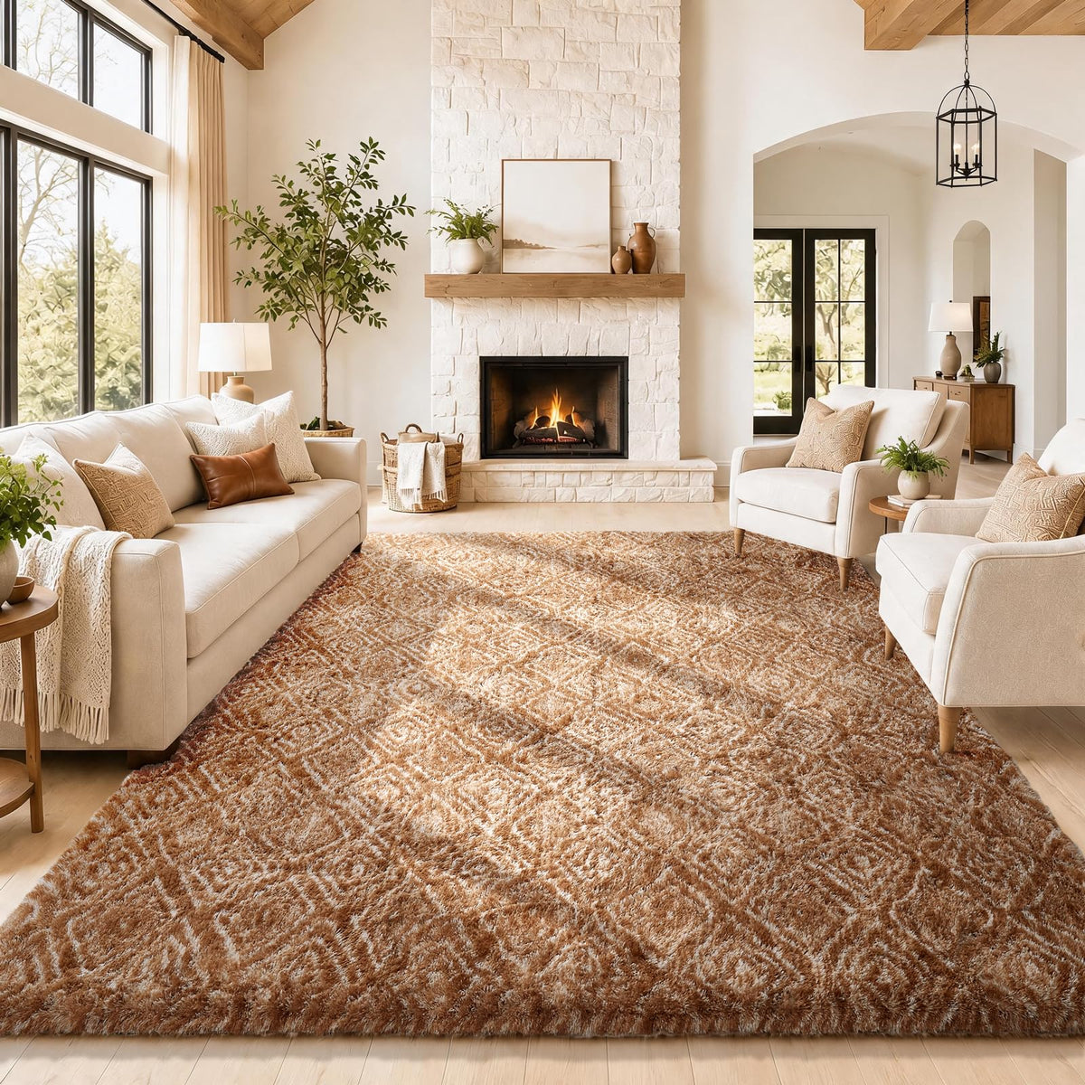 Ophanie Leopard Rugs for Bedroom Living Room, Cheetah Print Rug Fluffy Shag Large Fuzzy Plush Soft Throw,Large Shaggy Floor Faux Animal Throw 4x6 Carpets,Decor Aesthetic with Over 99 pcs Pile fibers