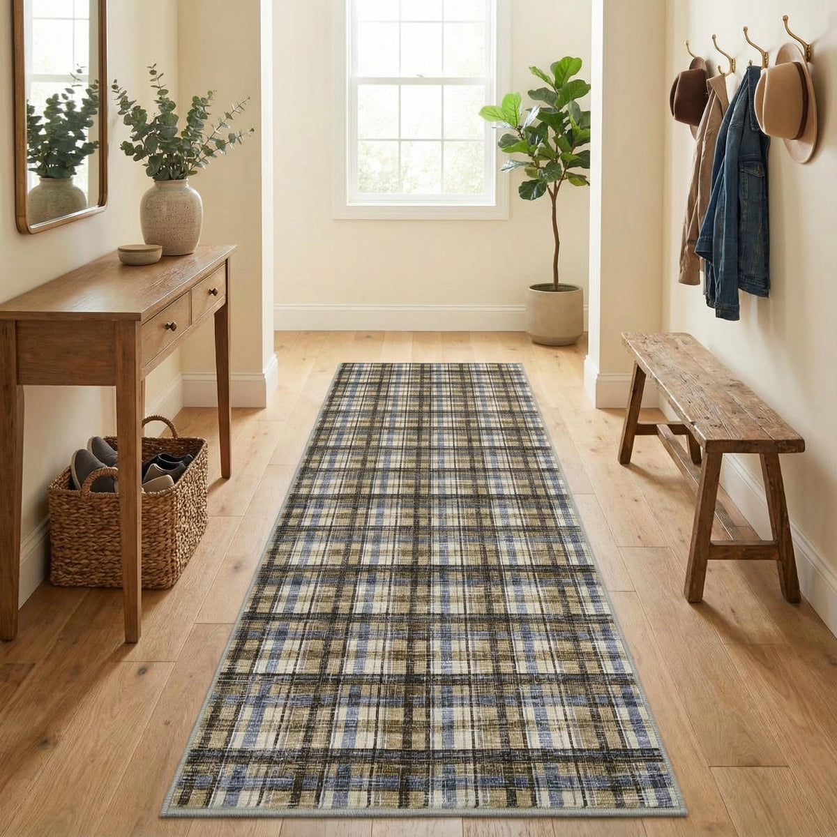 Large Living Room Rugs 8x10 Area Rugs Machine Washable Modern Geometric Neutral Rug Non Slip Low Pile Farmhouse Stain Resistant Carpet for Bedroom Nursery Classroom Dorm 8'x10' Multi