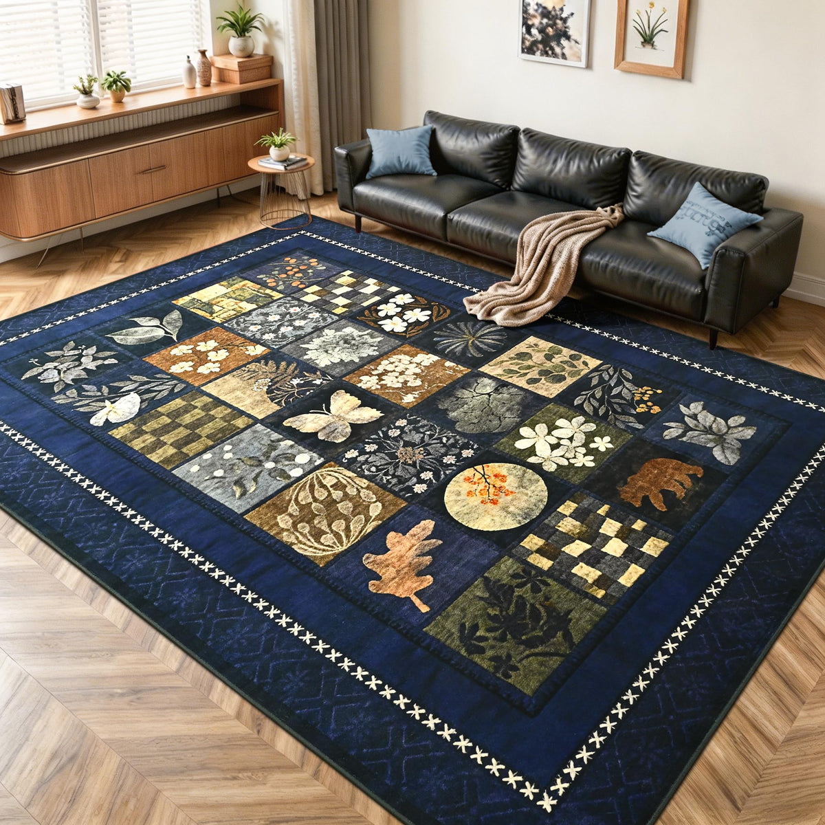 Tepook 8x10 Area Rugs for Living Room, Washable Large Geometric Bedroom Rug