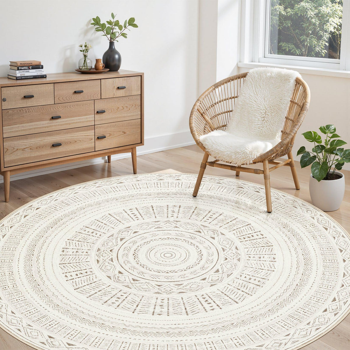 cotiled 6x9 Area Rugs for Living Room: Boho Washable Rug for Dining Room