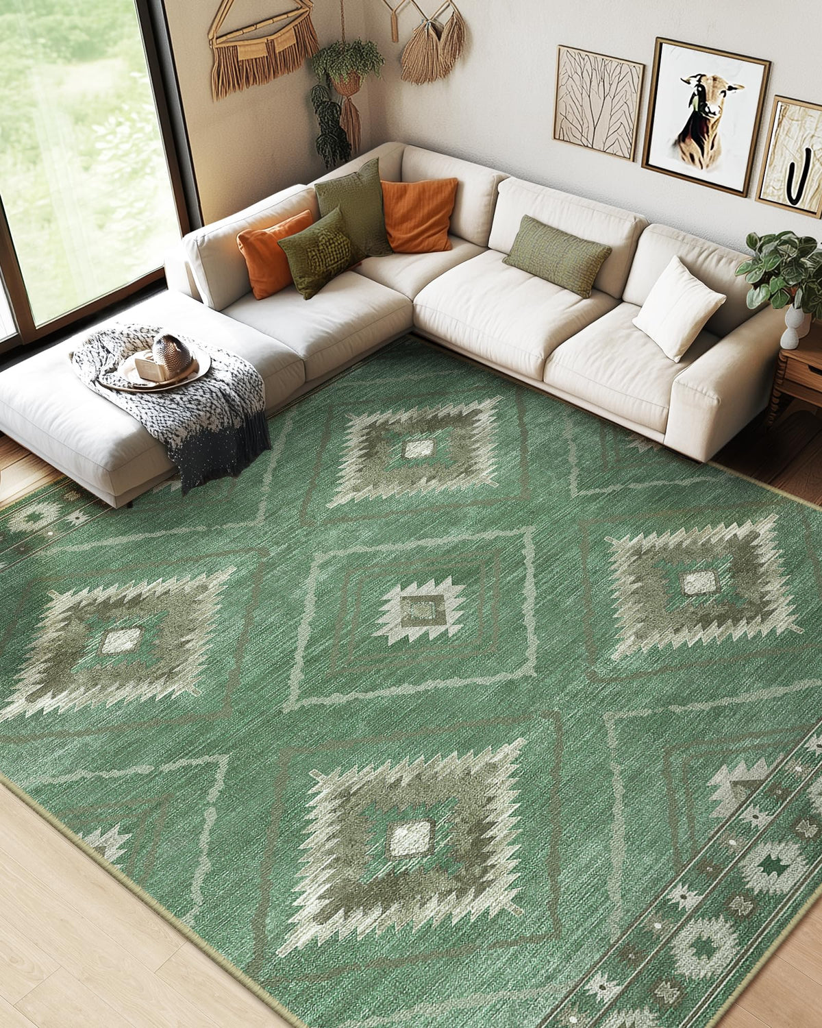 BESTSWEETIE 5'x7' Washable Area Rug for Living Room Bedroom Yellowbrown