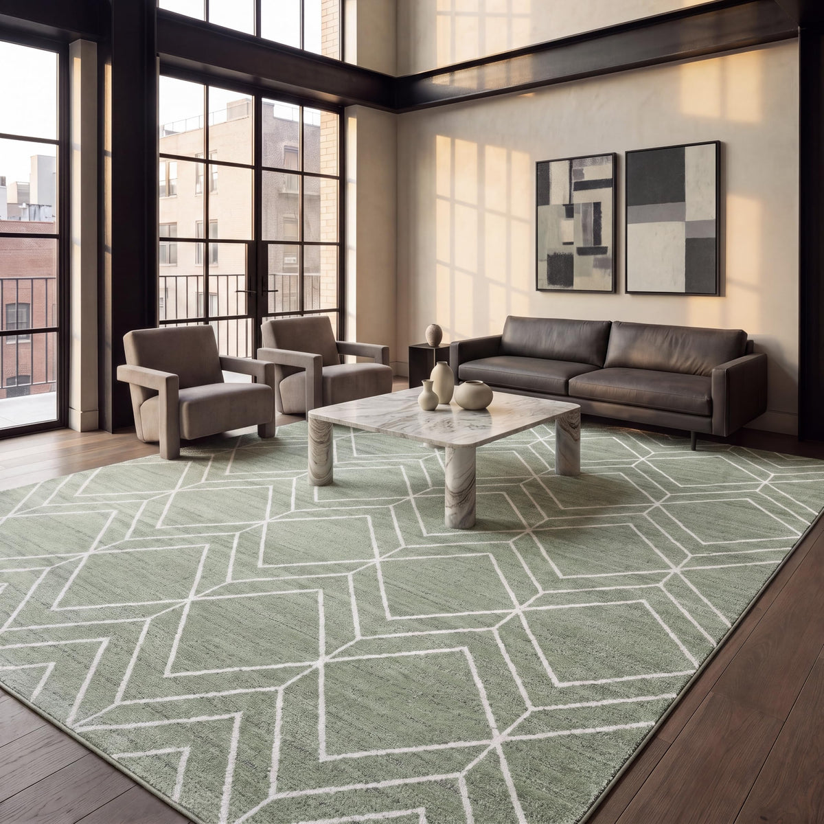 SAFAVIEH Adirondack Area Rug 8'x10', Modern Sage & Ivory ADR241Y