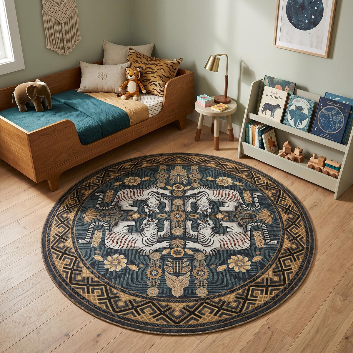 GarveeHome Tiger 8x10 Area Rugs Boho Washable Vintage Non Slip Living Room