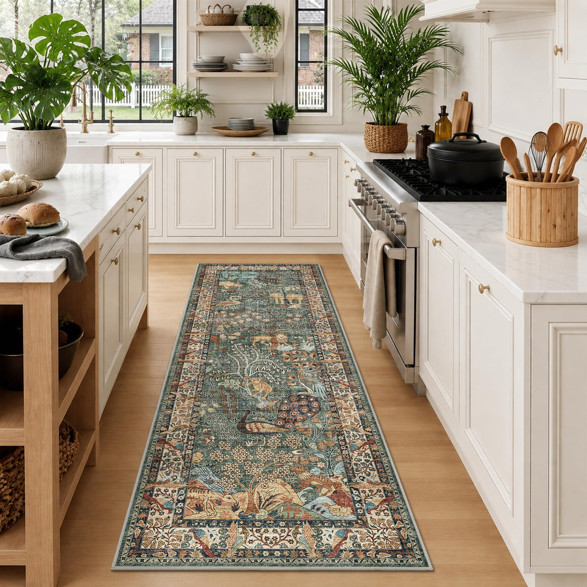 5x7 Washable Area Rug Vintage Animals Print Boho Indoor Carpet