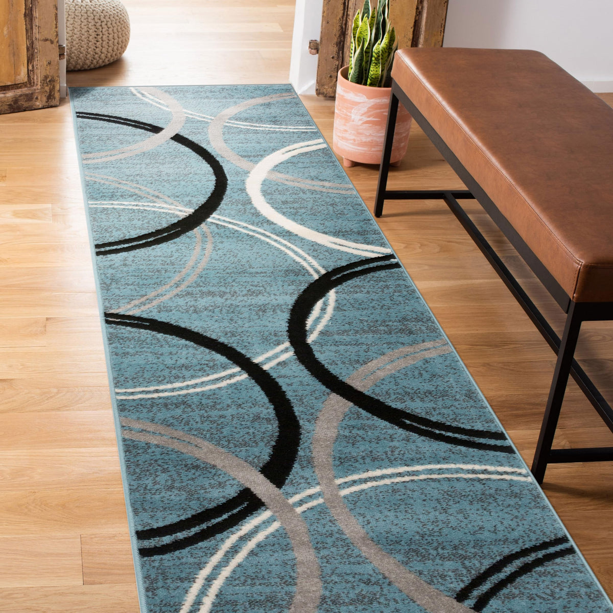 Rugshop Wavy Circles Fade-Resistant Living Room Area Rug Gray 5'3" x 7'3"