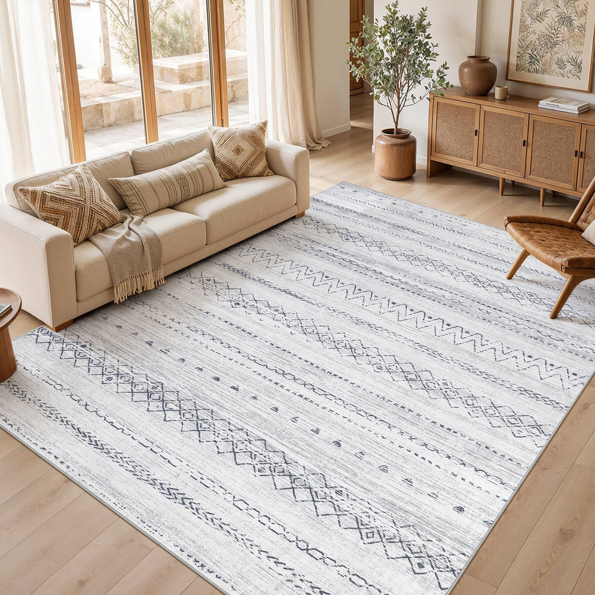 cotiled 6x9 Area Rugs for Living Room: Boho Washable Rug for Dining Room
