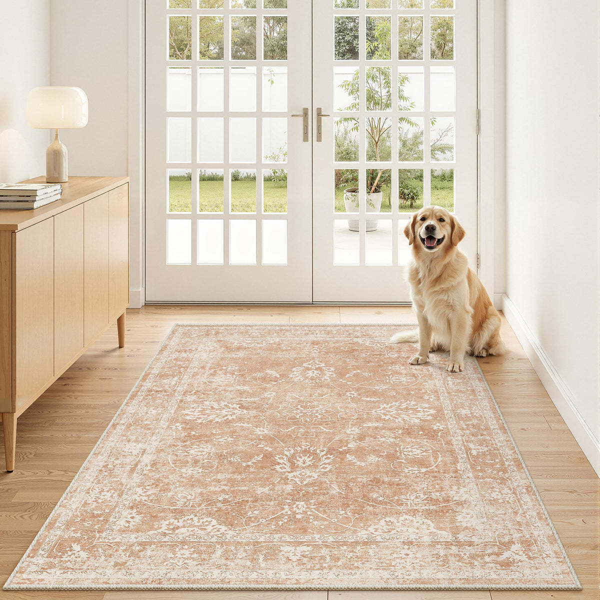 Madane 8x10 Area Rugs for Living Room, Washable Neutral Rug Brown/Sand