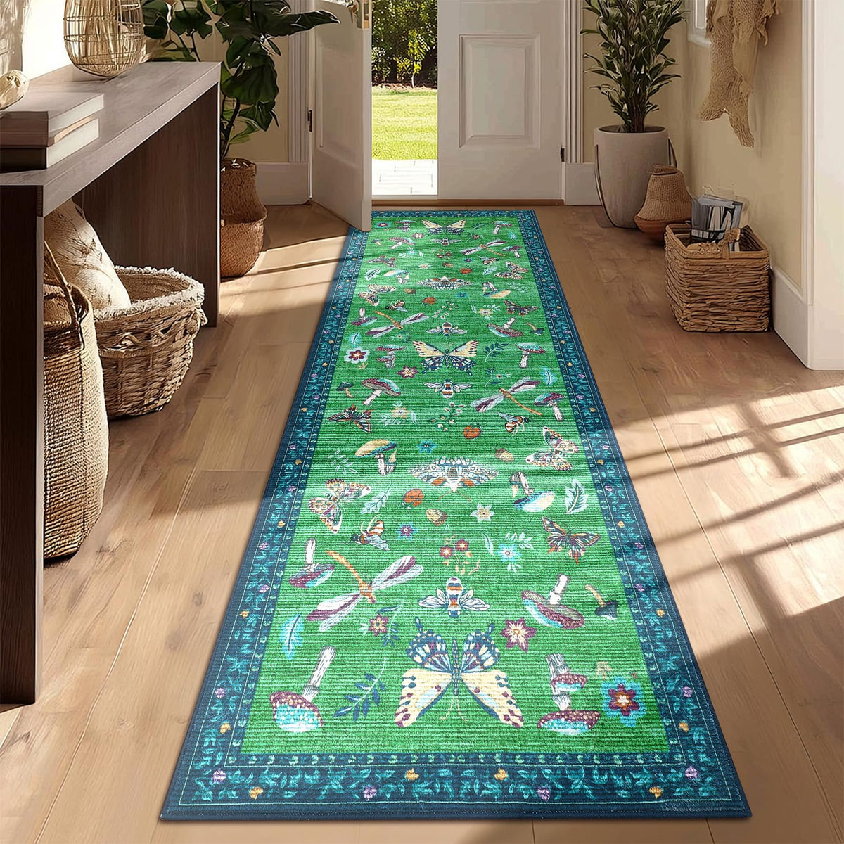 ROYHOME Mushroom Insect Washable Rug 5x7 for Bedroom Living Room Brown