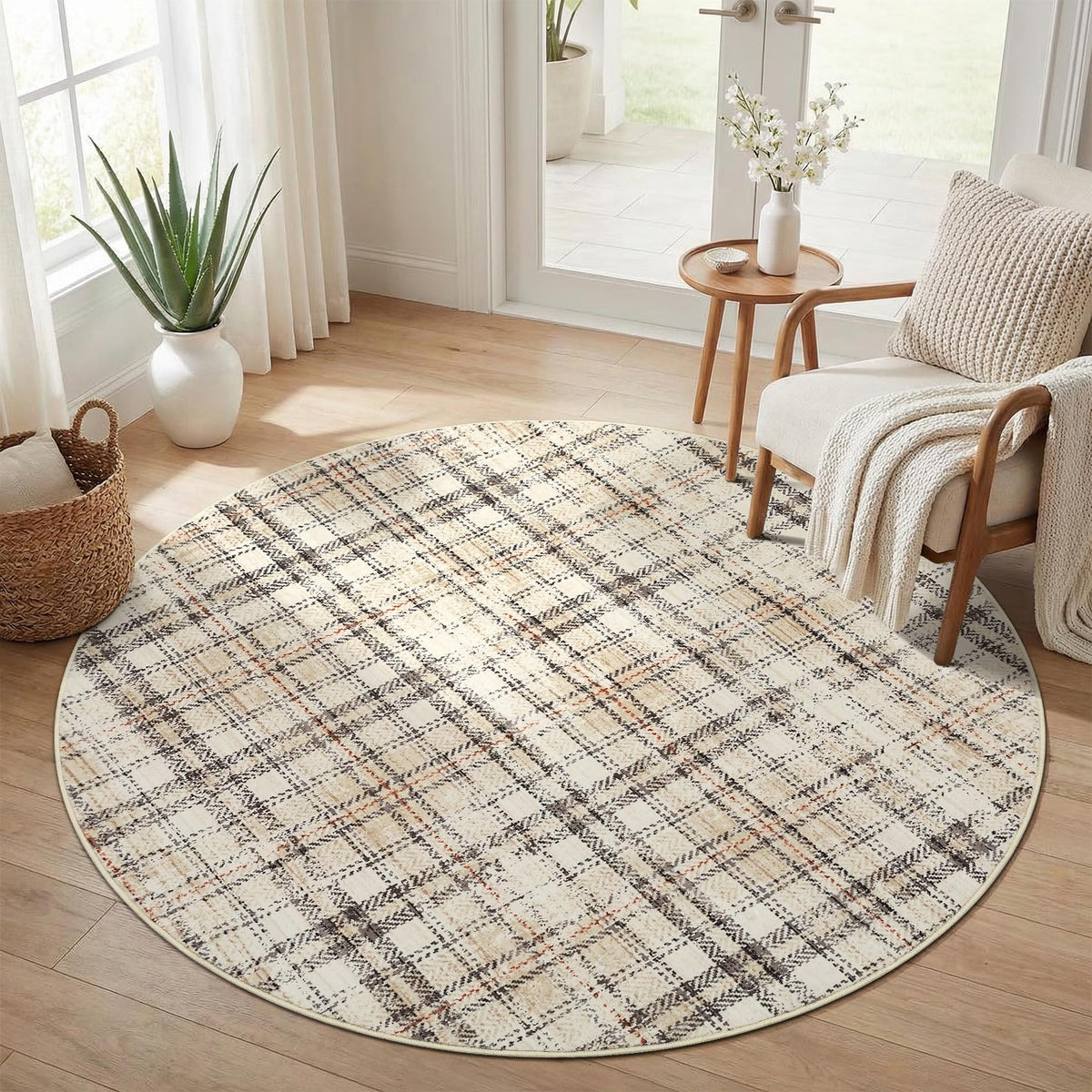 Large Living Room Rugs 8x10 Area Rugs Machine Washable Modern Geometric Neutral Rug Non Slip Low Pile Farmhouse Stain Resistant Carpet for Bedroom Nursery Classroom Dorm 8'x10' Multi