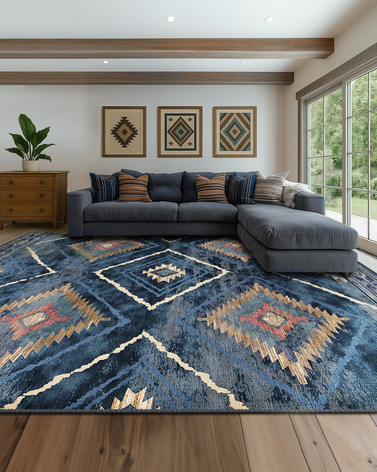 BESTSWEETIE 8'x10' Washable Area Rug for Living Room Bedroom Yellowbrown