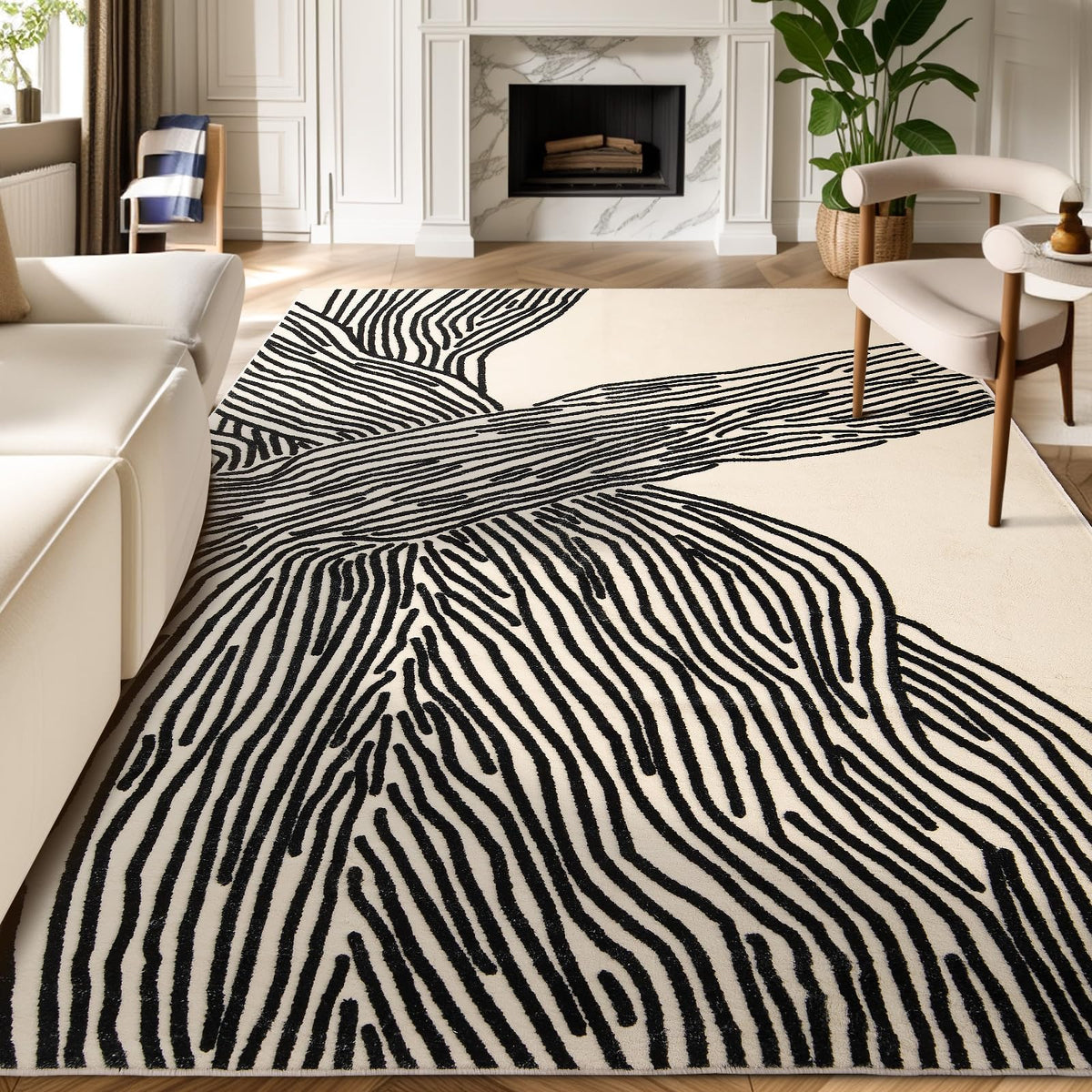 YIHOUSE Leopard Rug for Living Room, 5x7 Black and White Cute Cheetah Print Rug Modern Washable Ultra-Thin Animal Printed Rugs for Bedroom, Girls Boys Dorm Room Nursery Room, Playroom