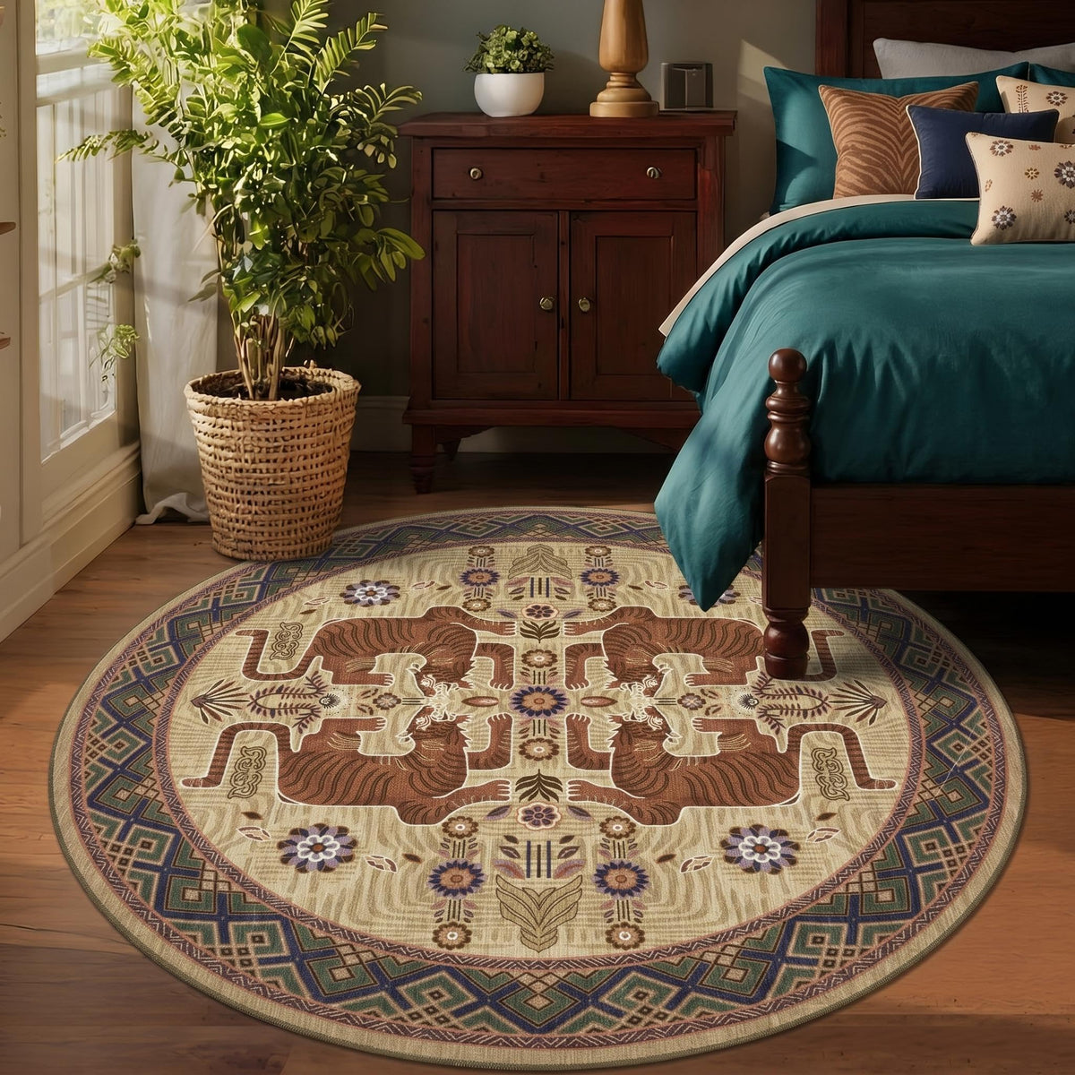 GarveeHome Tiger 8x10 Area Rugs Boho Washable Vintage Non Slip Living Room