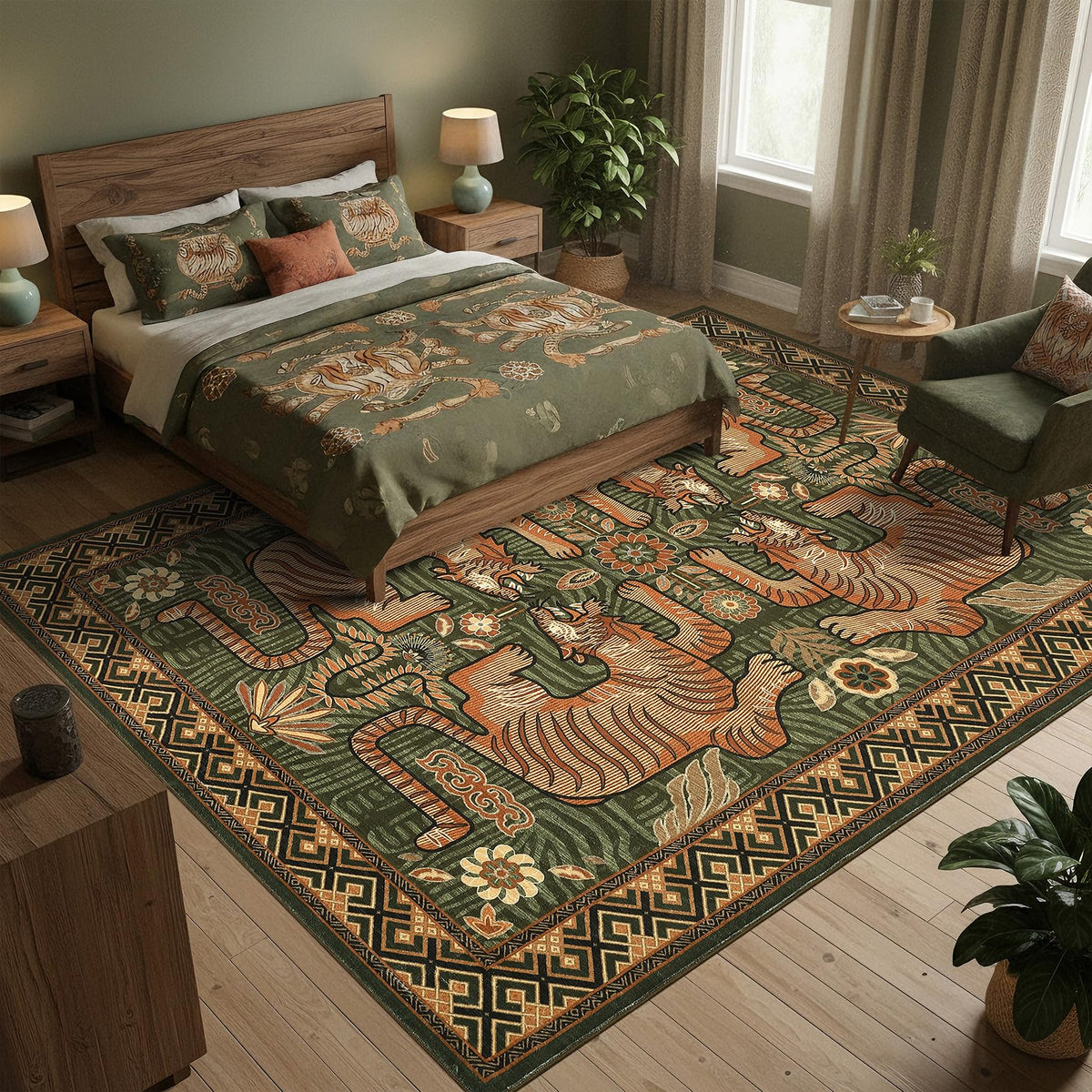 GarveeHome Tiger 8x10 Area Rugs Boho Washable Vintage Non Slip Living Room