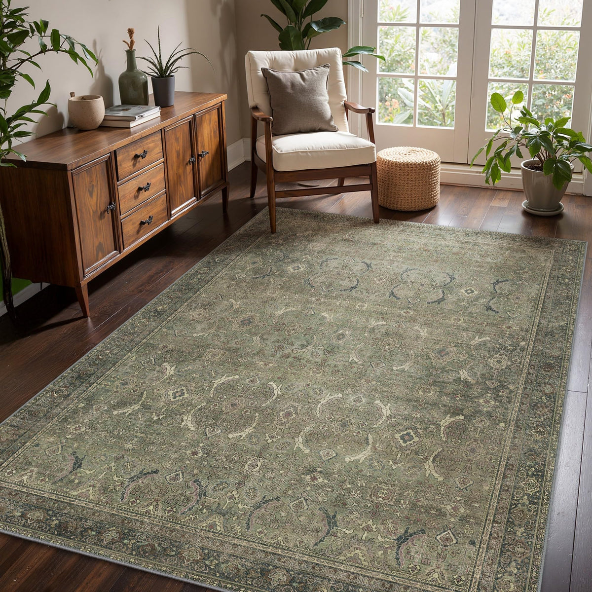 8x10 Area Rug Washable Rug for Living Room Bedroom Non Slip Carpet Taupe