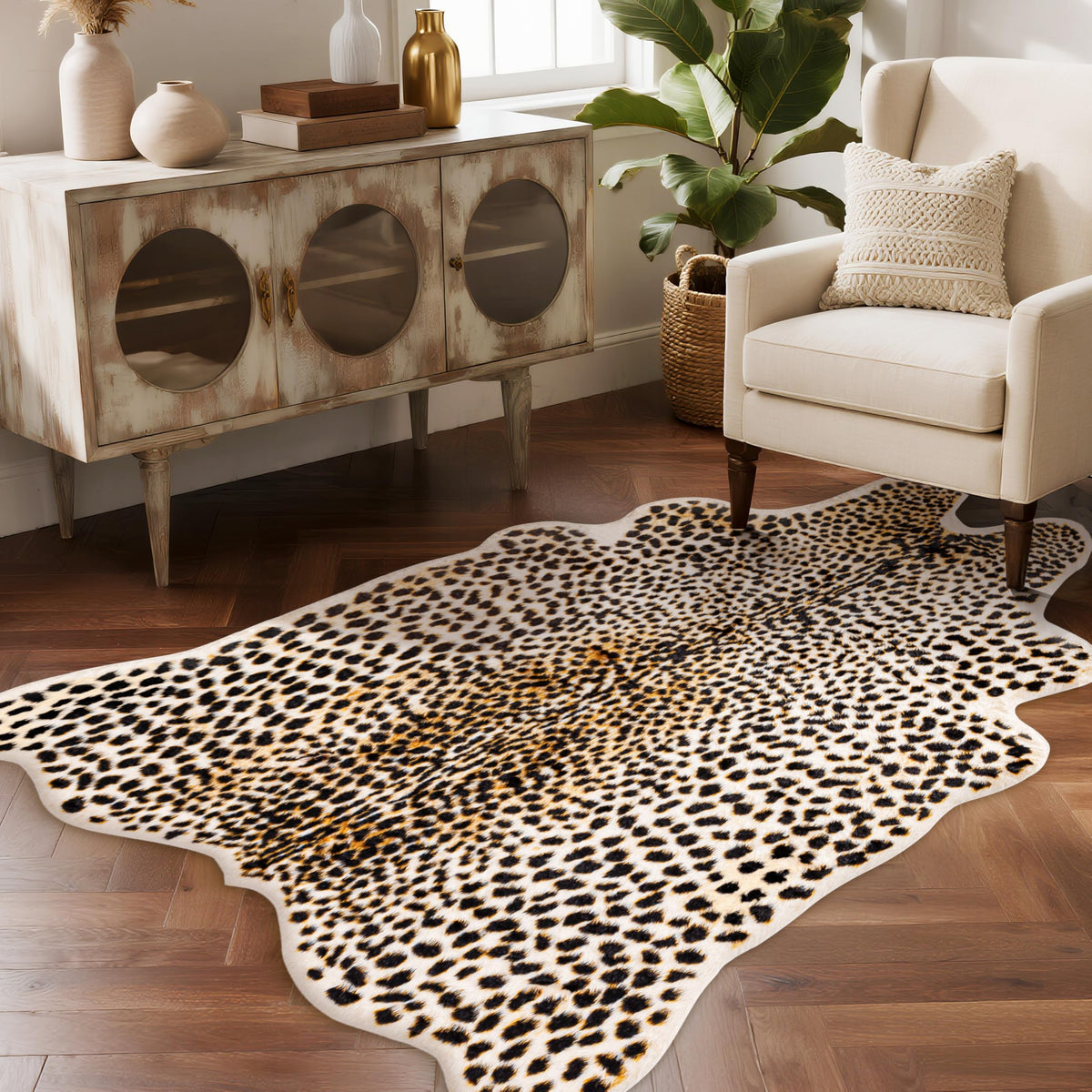 Leopard Rug Cheetah Print Carpet, Animal Print Area Rug, 5.2x6.5ft