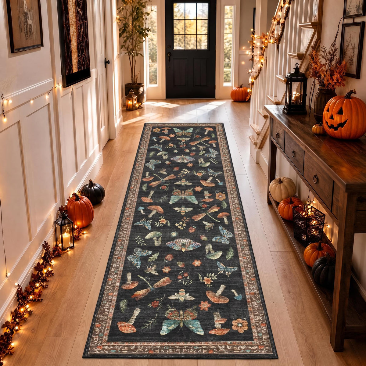 ROYHOME Mushroom Insect Washable Rug 5x7 for Bedroom Living Room Brown