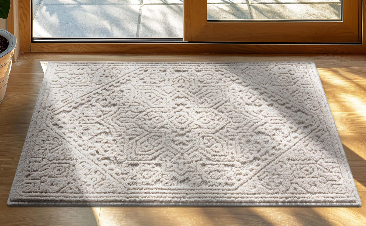 Well Woven Harlow Collection Briar Beige - Modern Tribal Minimalist Geometric 5x7 Area Rug - Ideal for Living Room, Dining Room & Bedroom - Durable, Stain Resistant & Easy to Clean