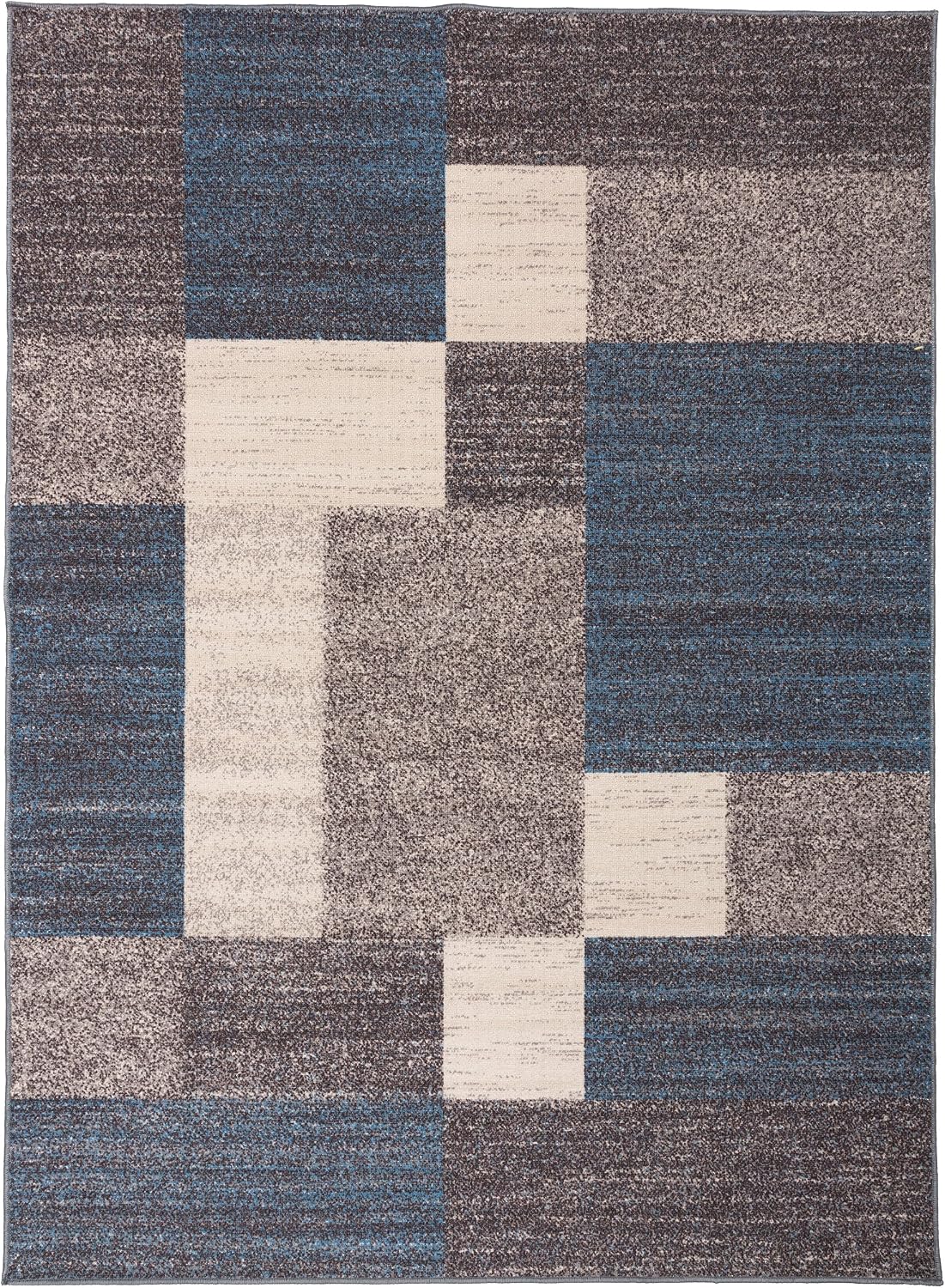 Rugshop Geometric Boxes Non-Slip Contemporary Area Rug Blue 5'3" x 7'3"