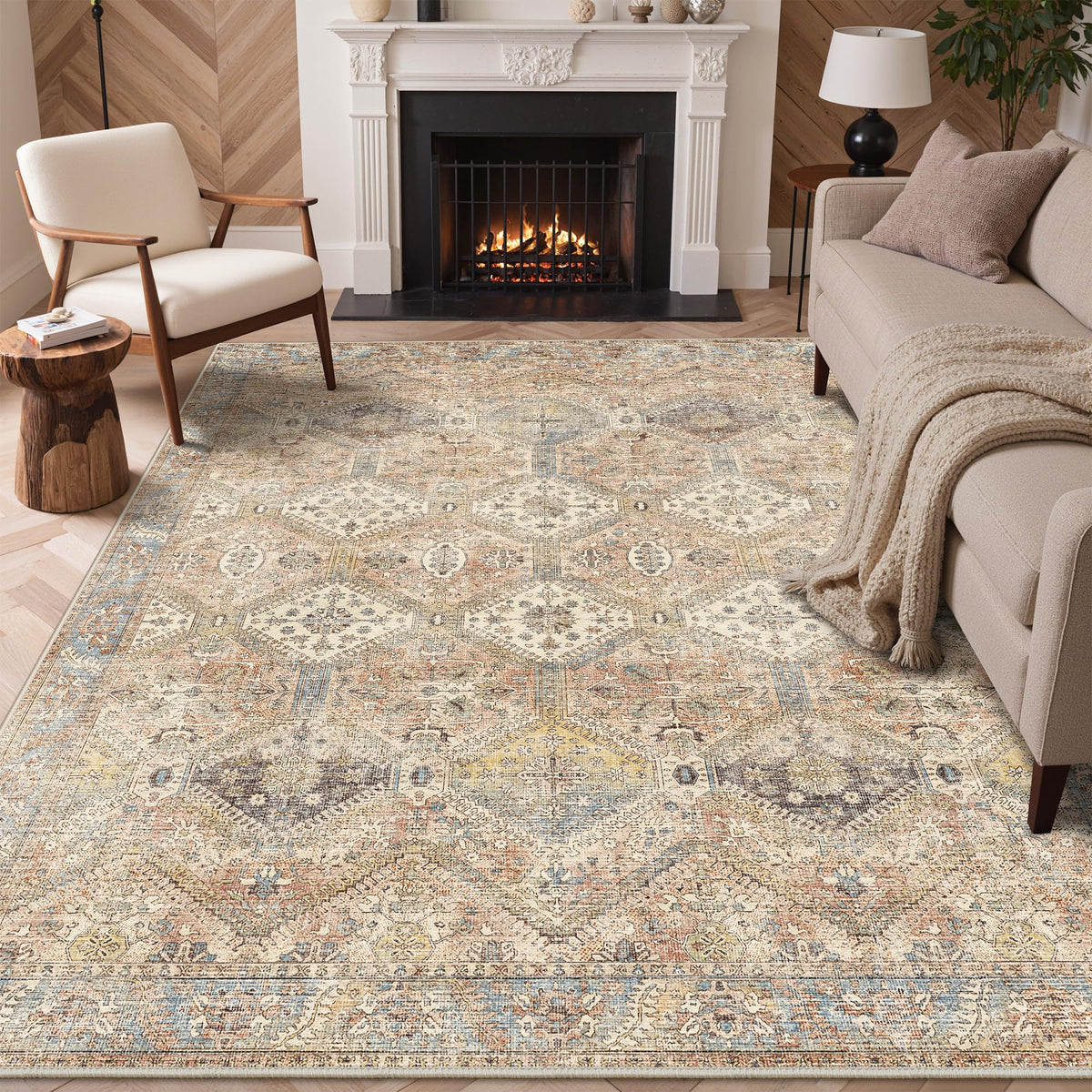 8x10 Area Rug Washable Rug for Living Room Bedroom Non Slip Carpet Taupe