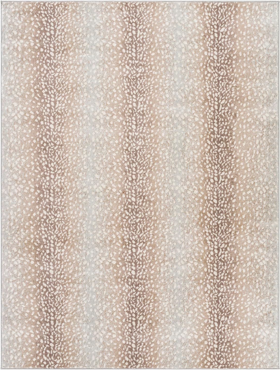 Livabliss Area Rugs - 6x9 Pablo Modern Antelope Print Tan Gray Rug for Living Room Bedroom - Animal Theme Non-Shedding Stain Resistant Carpet for Kitchen, Home Office (6'7" x 9')
