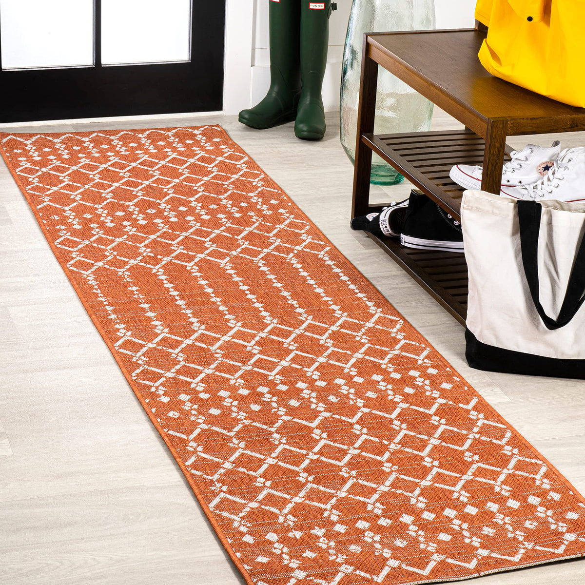 JONATHAN Y Moroccan Geometric Indoor Outdoor Area Rug 8X10 Natural/Black, Ourika Textured Weave for Backyard, Patio, Porch, Easy-Cleaning, High Traffic, Pet-Friendly, Non-Shedding (SMB108D-8)