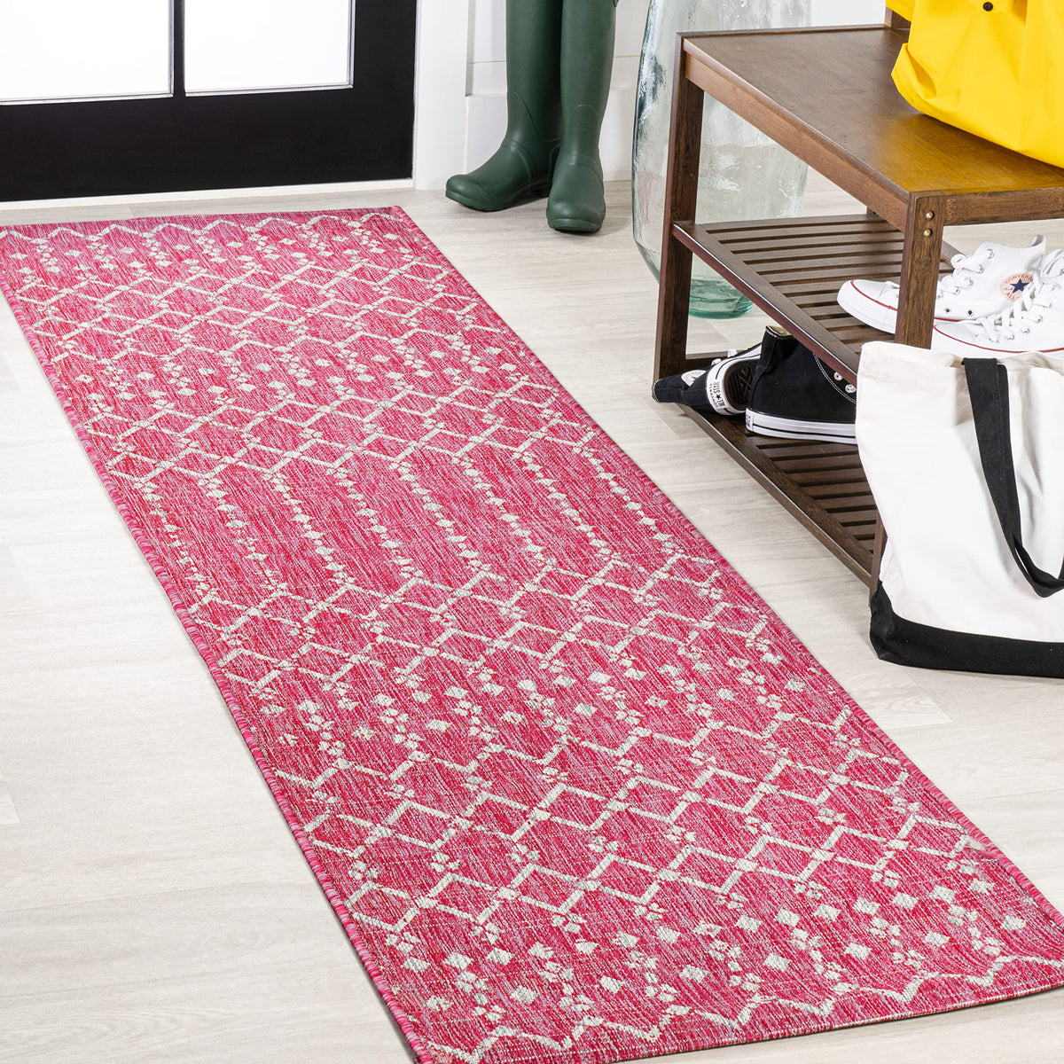 JONATHAN Y Moroccan Geometric Indoor Outdoor Area Rug 8X10 Natural/Black, Ourika Textured Weave for Backyard, Patio, Porch, Easy-Cleaning, High Traffic, Pet-Friendly, Non-Shedding (SMB108D-8)