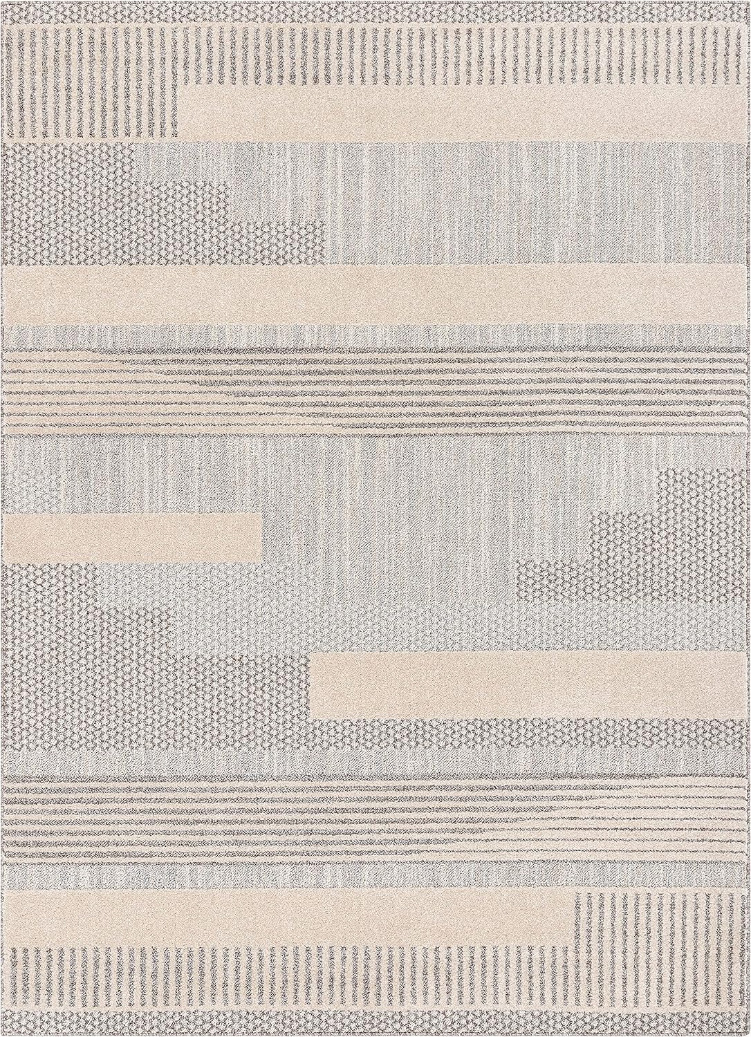 Well Woven Harlow Collection Briar Beige - Modern Tribal Minimalist Geometric 5x7 Area Rug - Ideal for Living Room, Dining Room & Bedroom - Durable, Stain Resistant & Easy to Clean