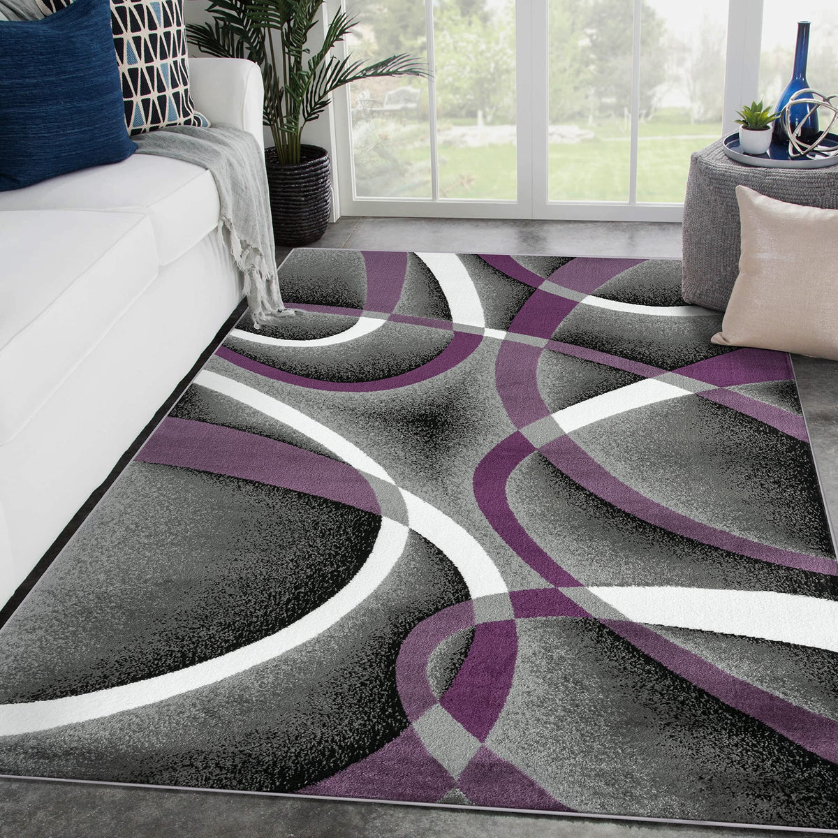 Luxe Weavers Geometric Abstract Area Rug Navy 5x7