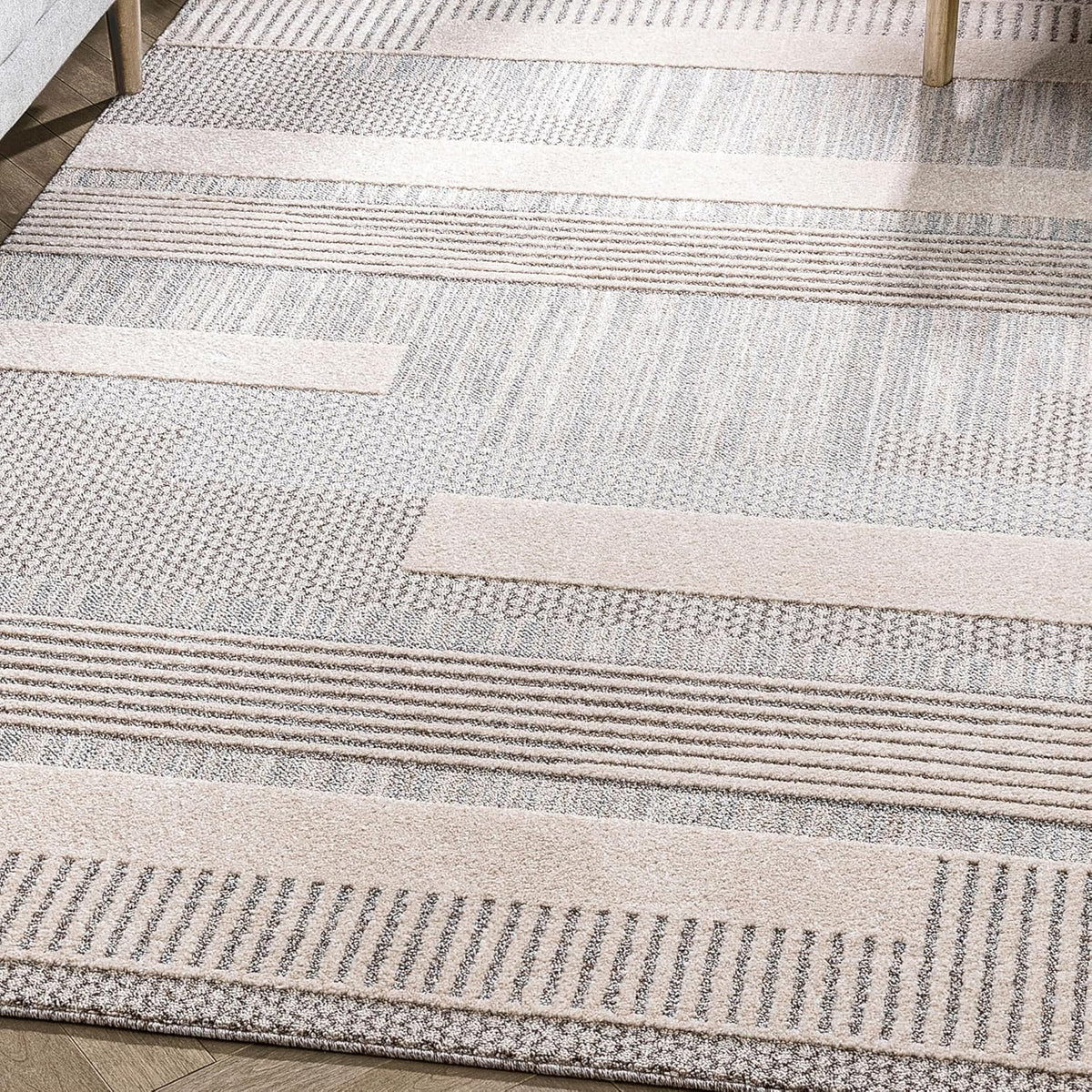 Well Woven Harlow Collection Briar Beige - Modern Tribal Minimalist Geometric 5x7 Area Rug - Ideal for Living Room, Dining Room & Bedroom - Durable, Stain Resistant & Easy to Clean