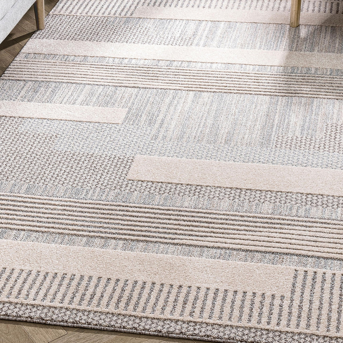 Well Woven Harlow Collection Briar Beige - Modern Tribal Minimalist Geometric 5x7 Area Rug - Ideal for Living Room, Dining Room & Bedroom - Durable, Stain Resistant & Easy to Clean